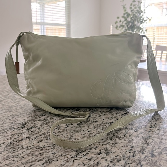 RARE LOEWE Anagram Nappa Leather Hobo Crossbody Bag | Mint Green - Picture 1 of 15